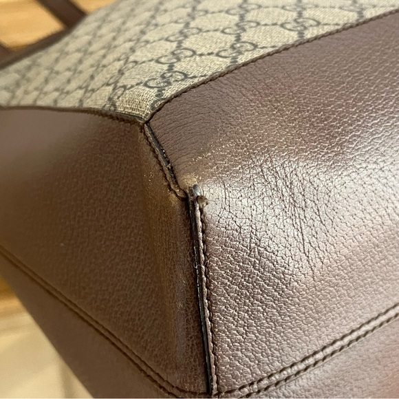 AUTHENTIC Gucci GG Supreme Monogram Web Ophidia Soft Tote Brown - Picture 8 of 16